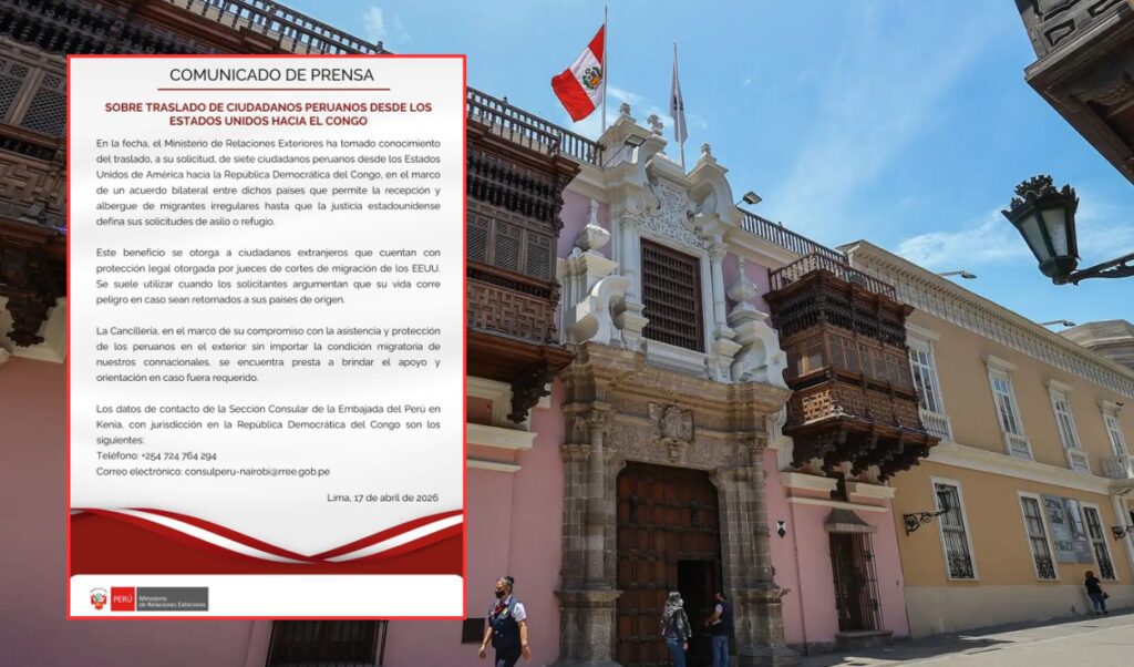 La Cancillería peruana confirmó el traslado de siete compatriotas desde EE. UU. al Congo