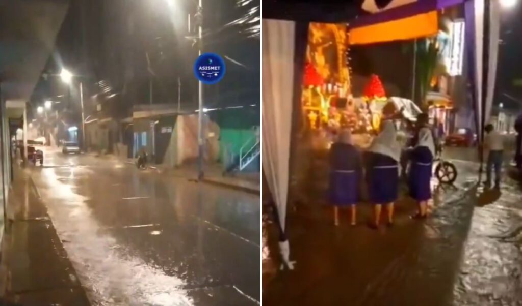 Lluvias de fuerte intensidad en Piura provocan aniegos y obligan a suspender procesión del Señor de los Milagros