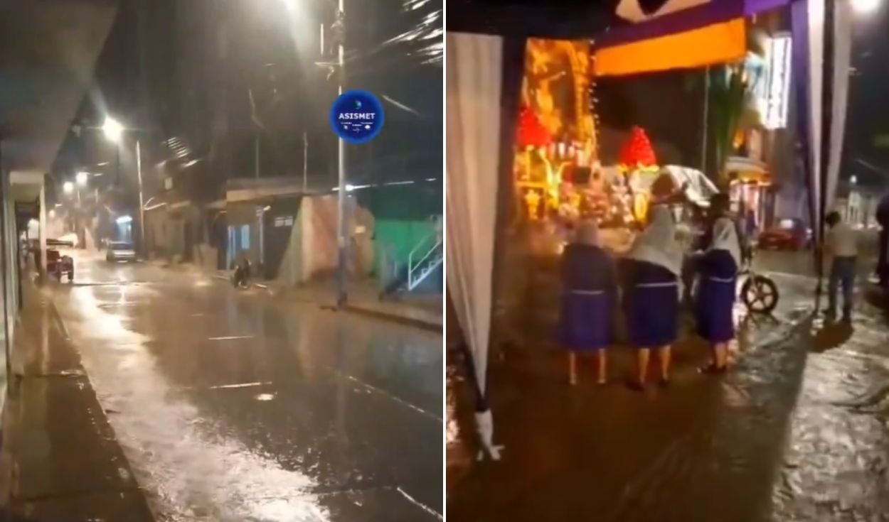 Lluvias de fuerte intensidad en Piura provocan aniegos y obligan a suspender procesión del Señor de los Milagros