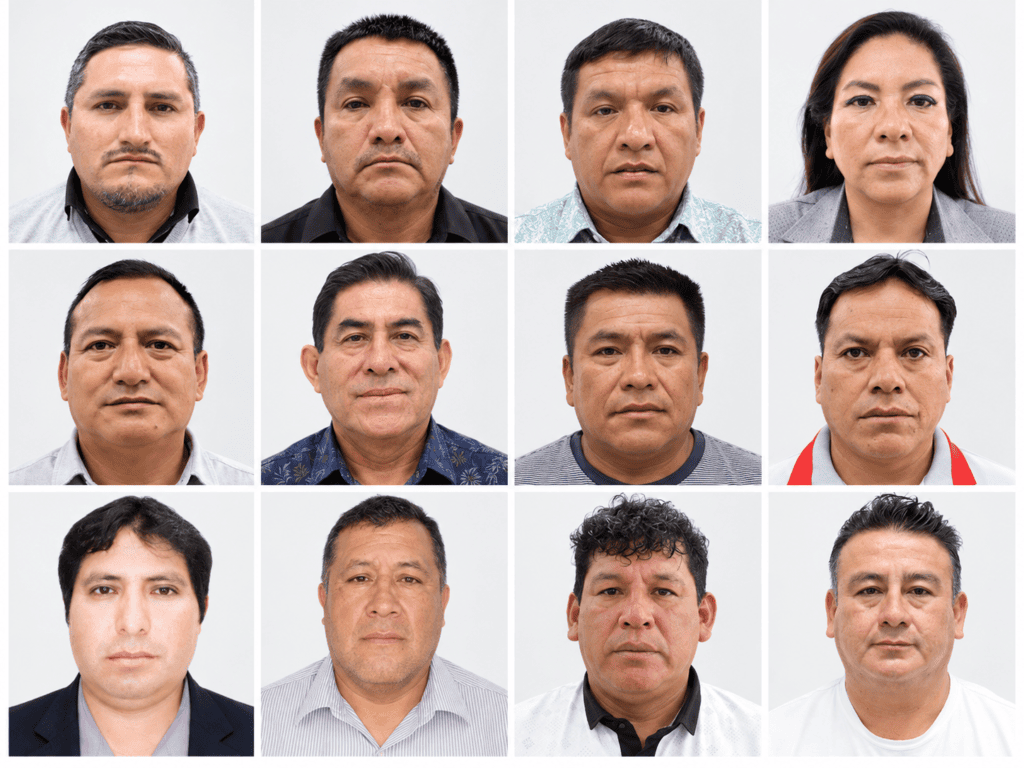 Retratos tipo pasaporte en cuadrícula